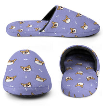 Load image into Gallery viewer, Corgi Slippers for Women - Happy Corgi Fun - Flannel-Slippers-31