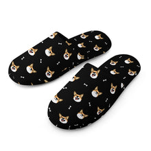 Load image into Gallery viewer, Corgi Slippers for Women - Happy Corgi Fun - Flannel-Slippers-33