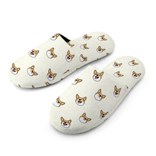 Load image into Gallery viewer, Corgi Slippers for Women - Happy Corgi Fun - Flannel-Slippers-3