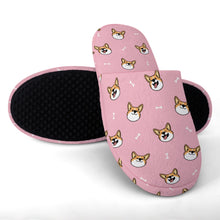 Load image into Gallery viewer, Corgi Slippers for Women - Happy Corgi Fun - Flannel-Slippers-8