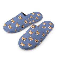 Load image into Gallery viewer, Corgi Slippers for Women - Joyful Corgi Charms - Flannel-11