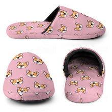 Load image into Gallery viewer, Corgi Slippers for Women - Joyful Corgi Charms - Flannel-12