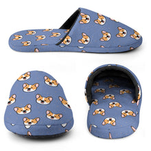 Load image into Gallery viewer, Corgi Slippers for Women - Joyful Corgi Charms - Flannel-13