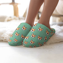 Load image into Gallery viewer, Corgi Slippers for Women - Joyful Corgi Charms - Flannel-17