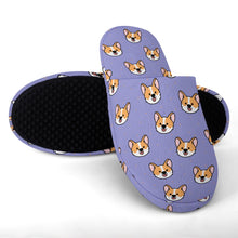 Load image into Gallery viewer, Corgi Slippers for Women - Joyful Corgi Charms - Flannel-28
