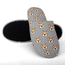Load image into Gallery viewer, Corgi Slippers for Women - Joyful Corgi Charms - Flannel-29