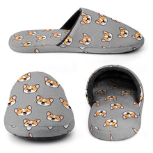 Load image into Gallery viewer, Corgi Slippers for Women - Joyful Corgi Charms - Flannel-32