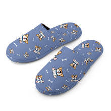 Load image into Gallery viewer, Corgi Slippers for Women - Playful Corgi Antics - Flannel-10