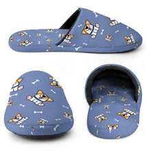 Load image into Gallery viewer, Corgi Slippers for Women - Playful Corgi Antics - Flannel-12