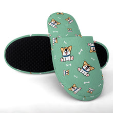 Load image into Gallery viewer, Corgi Slippers for Women - Playful Corgi Antics - Flannel-16