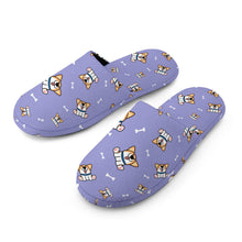 Load image into Gallery viewer, Corgi Slippers for Women - Playful Corgi Antics - Flannel-19