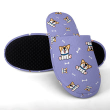 Load image into Gallery viewer, Corgi Slippers for Women - Playful Corgi Antics - Flannel-22