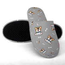 Load image into Gallery viewer, Corgi Slippers for Women - Playful Corgi Antics - Flannel-24
