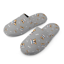 Load image into Gallery viewer, Corgi Slippers for Women - Playful Corgi Antics - Flannel-26