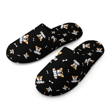 Load image into Gallery viewer, Corgi Slippers for Women - Playful Corgi Antics - Flannel-28