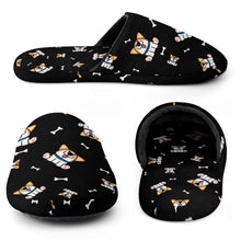 Load image into Gallery viewer, Corgi Slippers for Women - Playful Corgi Antics - Flannel-30