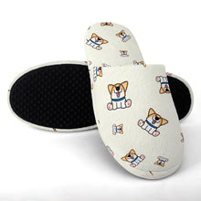 Load image into Gallery viewer, Corgi Slippers for Women - Playful Corgi Antics - Flannel-4
