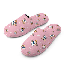 Load image into Gallery viewer, Corgi Slippers for Women - Playful Corgi Antics - Flannel-6