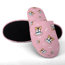 Load image into Gallery viewer, Corgi Slippers for Women - Playful Corgi Antics - Flannel-8