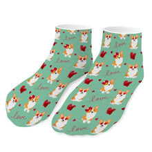 Load image into Gallery viewer, Corgi Socks - Ankle Length - My Corgi My Love-Accessories-Accessories,Corgi,Dog Dad Gifts,Socks-Mint Green-One size-16
