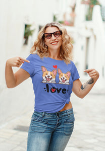 My Corgi My Biggest Love Women's Cotton T-Shirt - 4 Colors-Apparel-Apparel, Corgi, Shirt, T Shirt-Blue-S-4