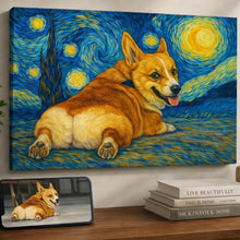 Load image into Gallery viewer, Photo of starry night inspired Corgi wall art