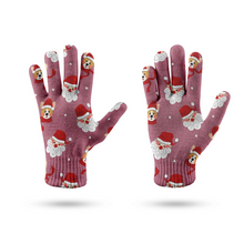 Load image into Gallery viewer, Corgi with Santa Christmas Touch Screen Gloves - 4 Colors-Accessories-Accessories, Christmas, Corgi, Dog Dad Gifts, Dog Mom Gifts, Gloves-11