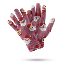 Load image into Gallery viewer, Corgi with Santa Christmas Touch Screen Gloves - 4 Colors-Accessories-Accessories, Christmas, Corgi, Dog Dad Gifts, Dog Mom Gifts, Gloves-Rose gold-4