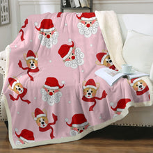 Load image into Gallery viewer, Corgi with Santa Love Soft Warm Fleece Blanket-Blanket-Blankets, Corgi, Home Decor-10