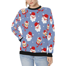 Load image into Gallery viewer, Corgi with Santa Love Women&#39;s Sweatshirt-Apparel-Apparel, Corgi, Sweatshirt-CornflowerBlue-XS-6