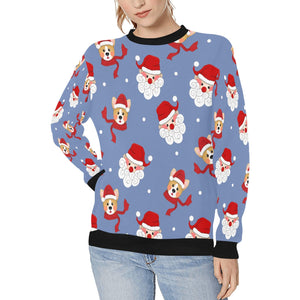 Corgi with Santa Love Women's Sweatshirt-Apparel-Apparel, Corgi, Sweatshirt-CornflowerBlue-XS-6