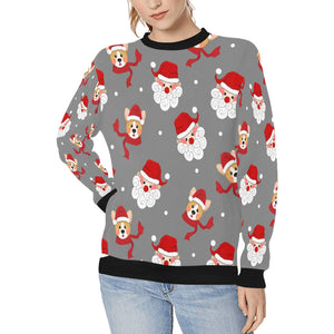 Corgi with Santa Love Women's Sweatshirt-Apparel-Apparel, Corgi, Sweatshirt-Gray-XS-7