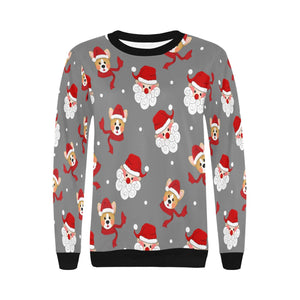 Corgi with Santa Love Women's Sweatshirt-Apparel-Apparel, Corgi, Sweatshirt-8