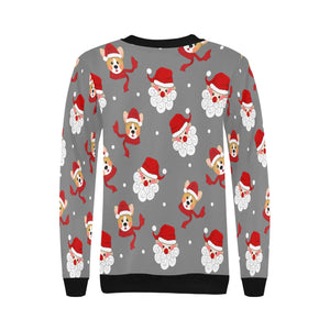 Corgi with Santa Love Women's Sweatshirt-Apparel-Apparel, Corgi, Sweatshirt-9