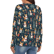 Load image into Gallery viewer, Corgi&#39;s Christmas Gift Galore Women&#39;s V-Neck Christmas Sweater-Apparel--2