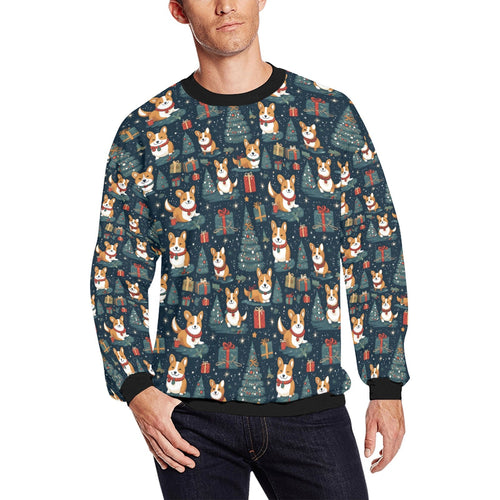Corgi's Christmas Gifts Galore Fuzzy Sweatshirt for Men-Apparel-Apparel, Christmas, Corgi, Dog Dad Gifts, Sweatshirt-S-1