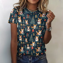 Load image into Gallery viewer, Corgi&#39;s Christmas Gifts Galore Women&#39;s Cotton T-Shirt-Apparel-Apparel, Christmas, Corgi, Dog Mom Gifts, T Shirt-3