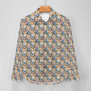 Corgi's Floral Paradise Women's Shirt-10