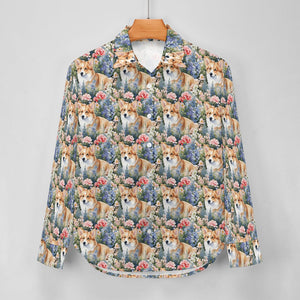 Corgi's Floral Paradise Women's Shirt-6