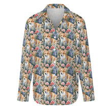 Load image into Gallery viewer, Corgi&#39;s Floral Paradise Women&#39;s Shirt-S-White1-4