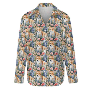 Corgi's Floral Paradise Women's Shirt-S-White1-4