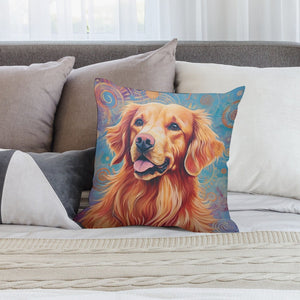 Cosmic Aura Golden Retriever Plush Pillow Case-Cushion Cover-Dog Dad Gifts, Dog Mom Gifts, Golden Retriever, Home Decor, Pillows-2