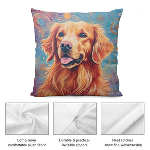 Cosmic Aura Golden Retriever Plush Pillow Case-Cushion Cover-Dog Dad Gifts, Dog Mom Gifts, Golden Retriever, Home Decor, Pillows-5
