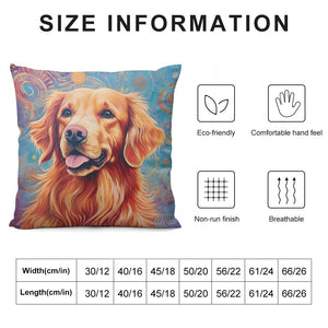 Cosmic Aura Golden Retriever Plush Pillow Case-Cushion Cover-Dog Dad Gifts, Dog Mom Gifts, Golden Retriever, Home Decor, Pillows-6
