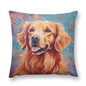 Cosmic Aura Golden Retriever Plush Pillow Case-Cushion Cover-Dog Dad Gifts, Dog Mom Gifts, Golden Retriever, Home Decor, Pillows-12 "×12 "-1