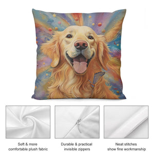 Cosmic Canine Golden Retriever Plush Pillow Case-Cushion Cover-Dog Dad Gifts, Dog Mom Gifts, Golden Retriever, Home Decor, Pillows-5