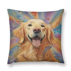 Cosmic Canine Golden Retriever Plush Pillow Case-Cushion Cover-Dog Dad Gifts, Dog Mom Gifts, Golden Retriever, Home Decor, Pillows-12 "×12 "-1