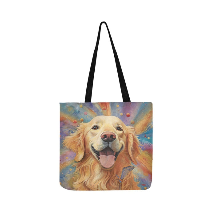 Cosmic Canine Golden Retriever Shopping Tote Bag-Accessories-Accessories, Bags, Dog Dad Gifts, Dog Mom Gifts, Golden Retriever-White-ONESIZE-1