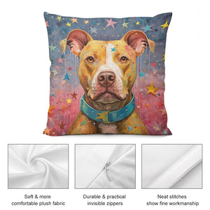 Cosmic Companion Pit Bull Plush Pillow Case-Cushion Cover-Dog Dad Gifts, Dog Mom Gifts, Home Decor, Pillows, Pit Bull-5