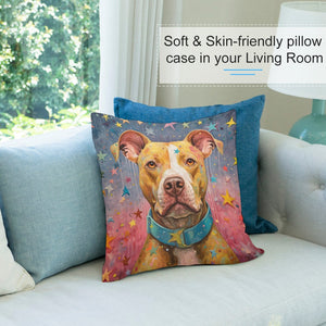 Cosmic Companion Pit Bull Plush Pillow Case-Cushion Cover-Dog Dad Gifts, Dog Mom Gifts, Home Decor, Pillows, Pit Bull-7